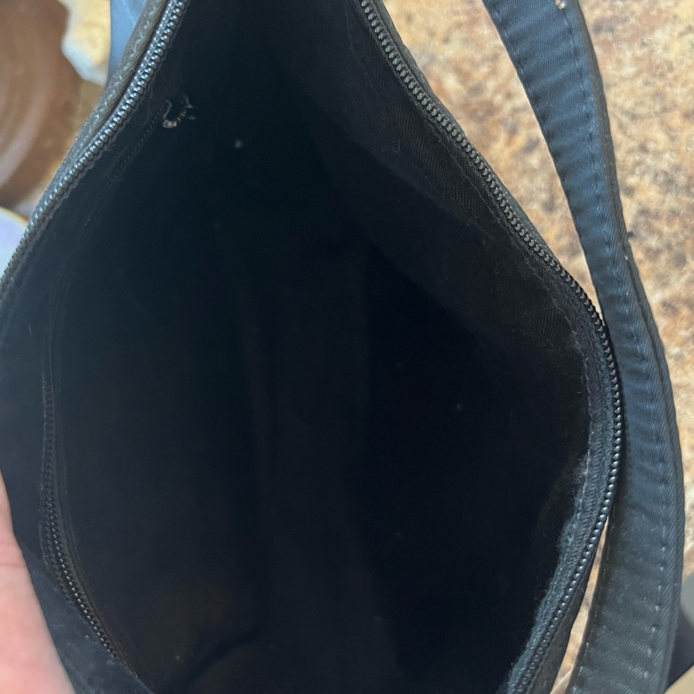 Kate spade black nylon bag.  12 inches wide, 7 inches deep, strap drop 4 inches